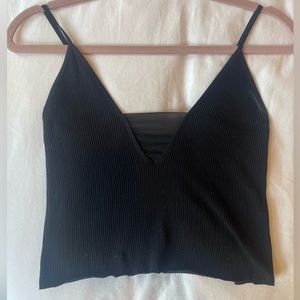 black sheer crop top ribbed 🥂